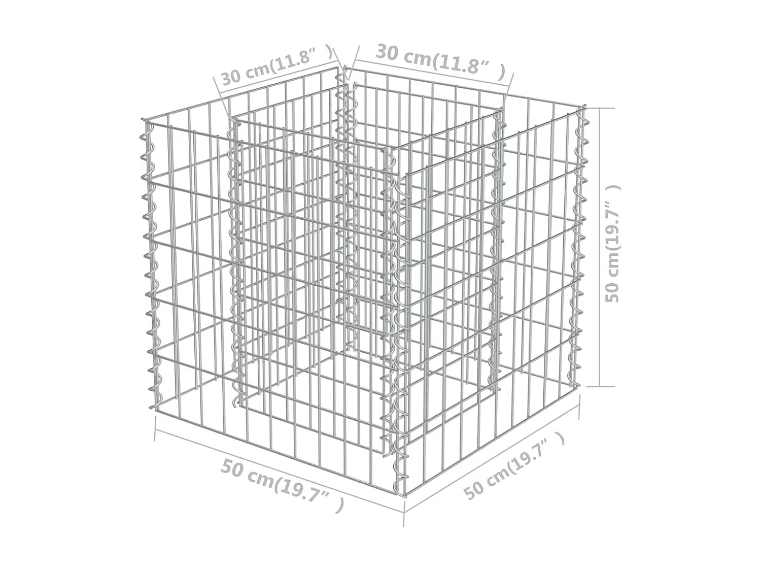Arriate de gaviones de acero 50x50x50 cm