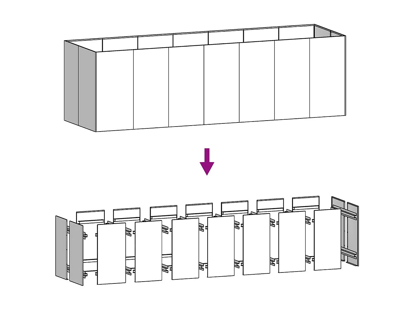 Jardinera acero corten 280x80x80 cm