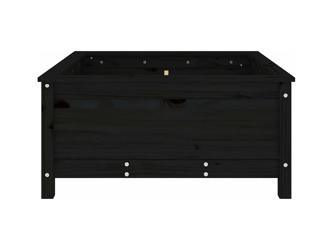 Jardinière noir 82,5x82,5x39 cm bois massif de pin