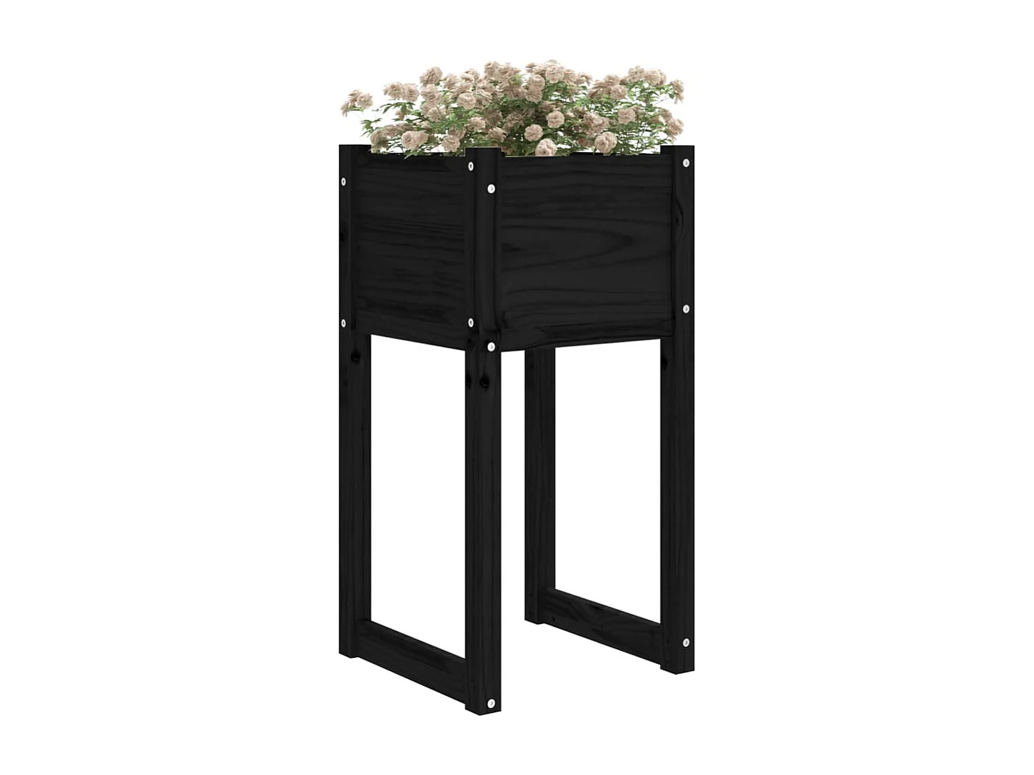 Jardinières 2 pièces Noir 40x40x81 cm Bois massif de pin