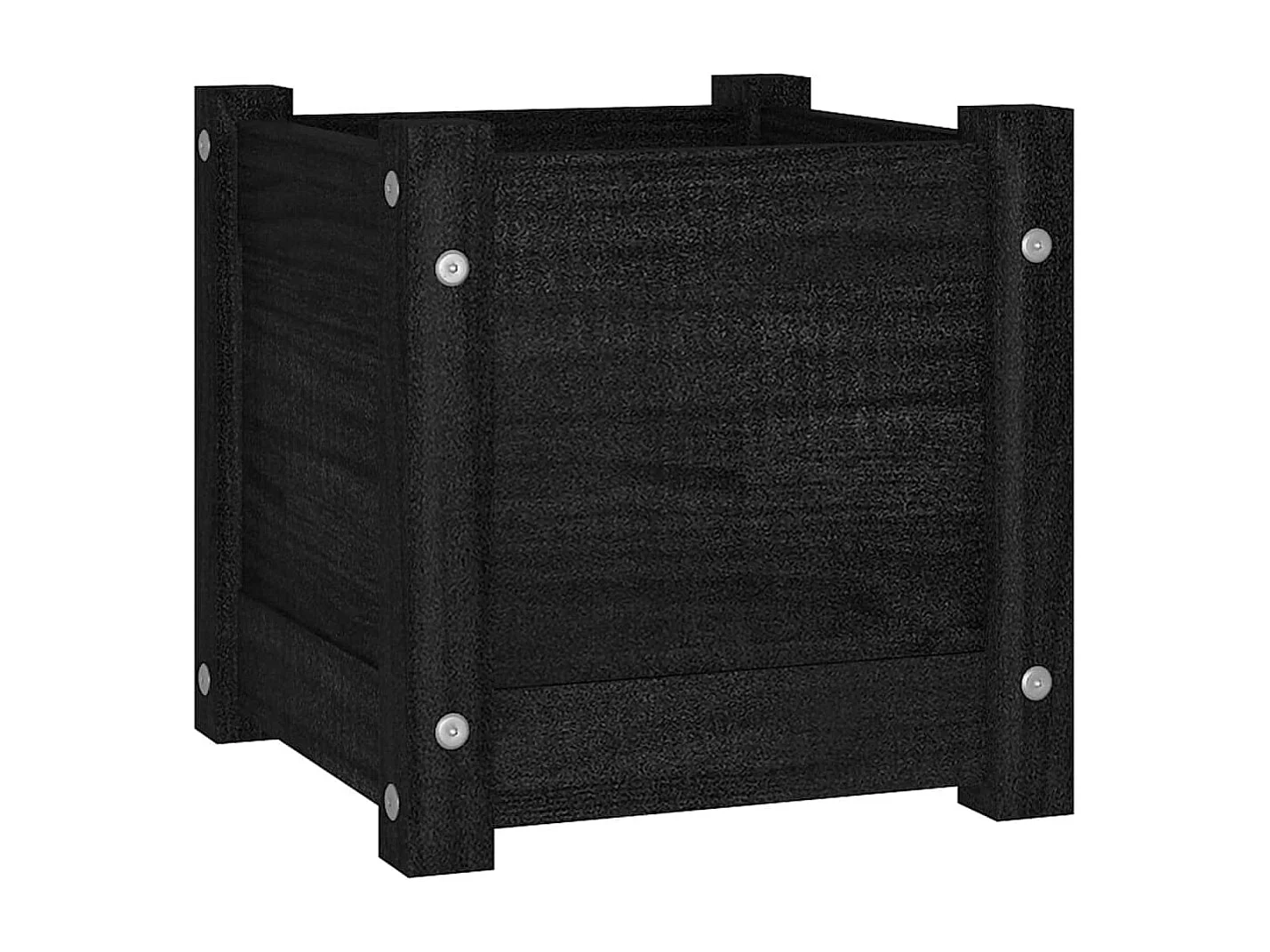 Jardineras 2 unidades madera maciza de pino negra 31x31x31 cm