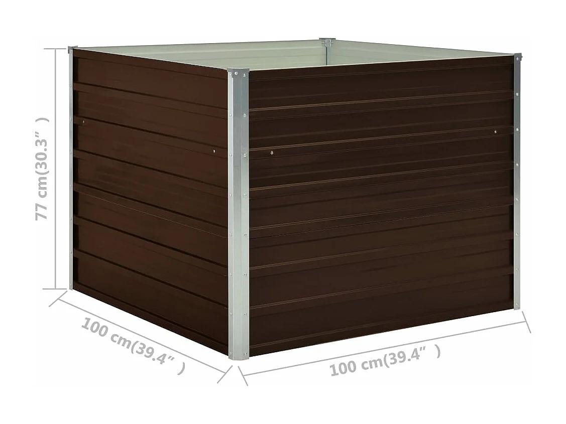 Mesa de cultivo de acero galvanizado marrón 100x100x77 cm