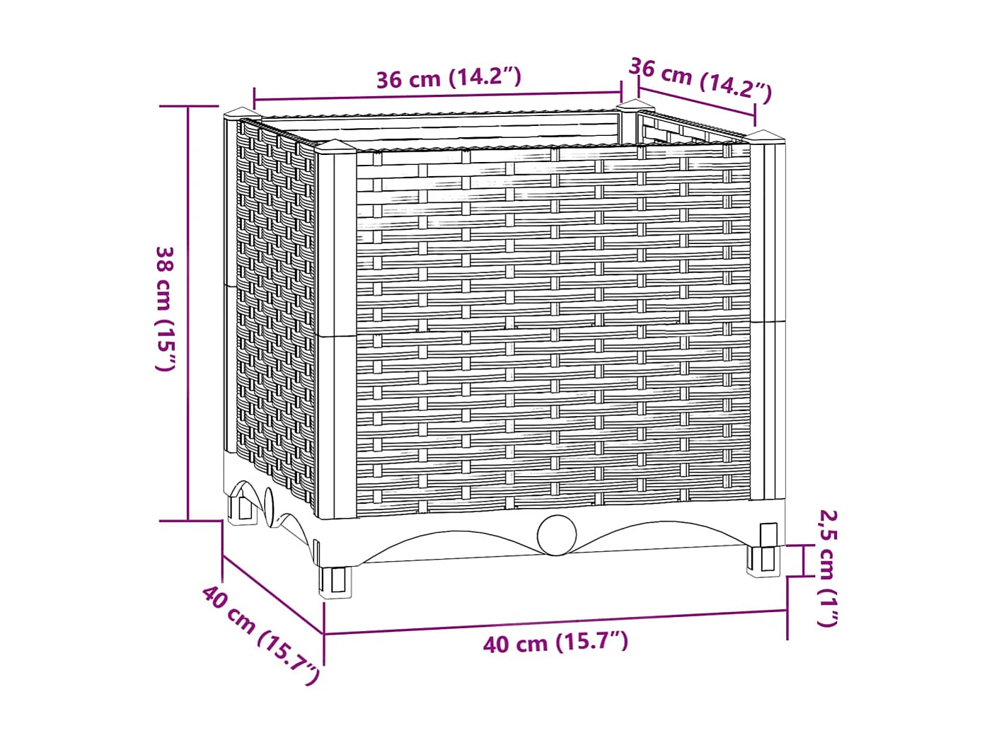 Lit surélevé 40x40x38 cm Polypropylène