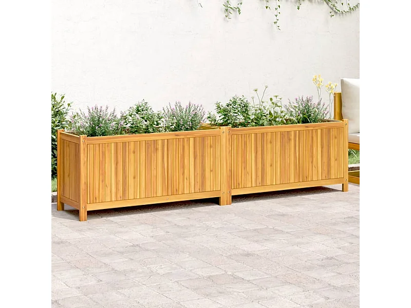 Vaso/floreira de jardim com forro 199x38,5x50 cm acácia maciça
