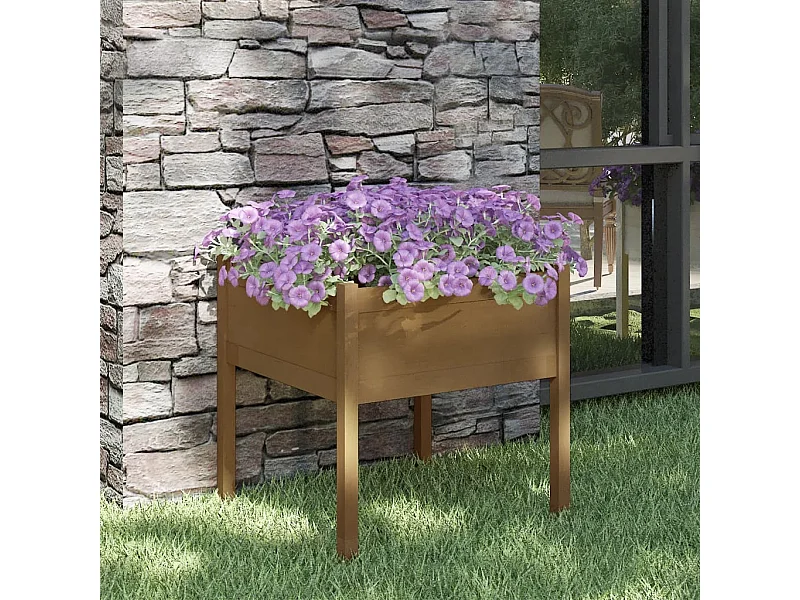 Jardinière d'extérieur Marron miel 70x70x70 cm Pin massif