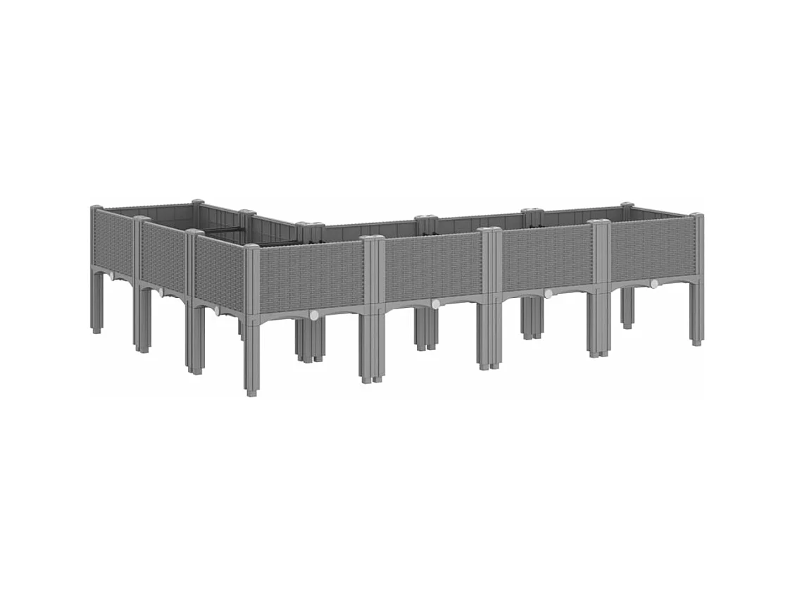 Jardinera con patas PP gris claro 160x120x42 cm