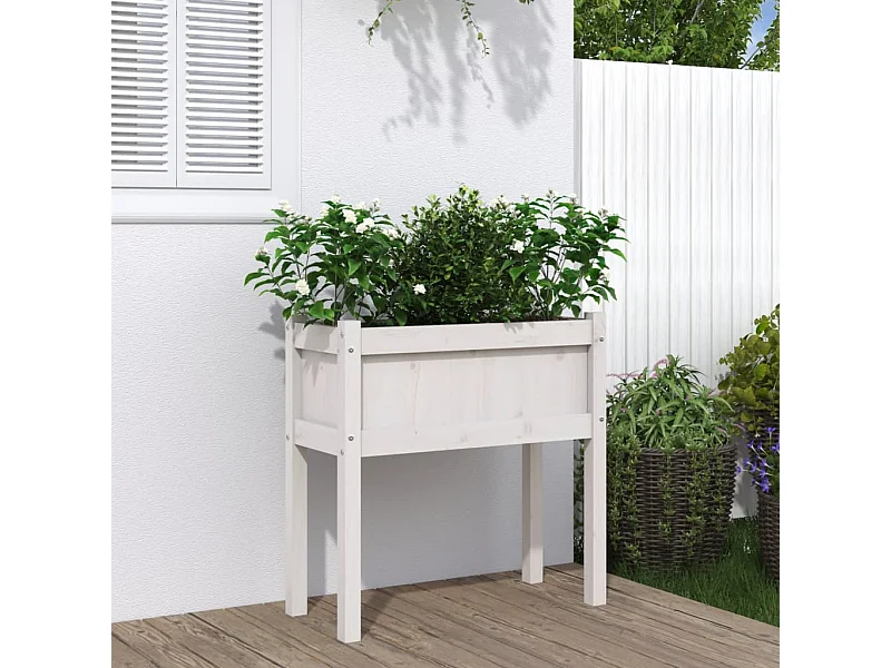 Vaso/floreira jardim c/ pernas 70x31x70 cm pinho maciço branco