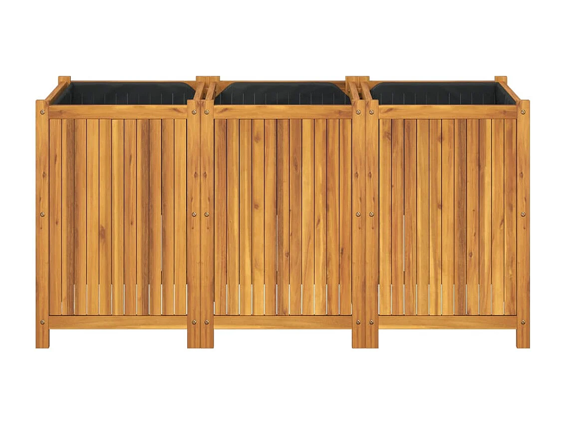 Vaso/floreira de jardim com forro 150x50x75 cm acácia maciça