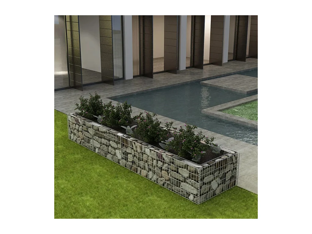 Lit surélevé à gabion Acier 360x90x50 cm