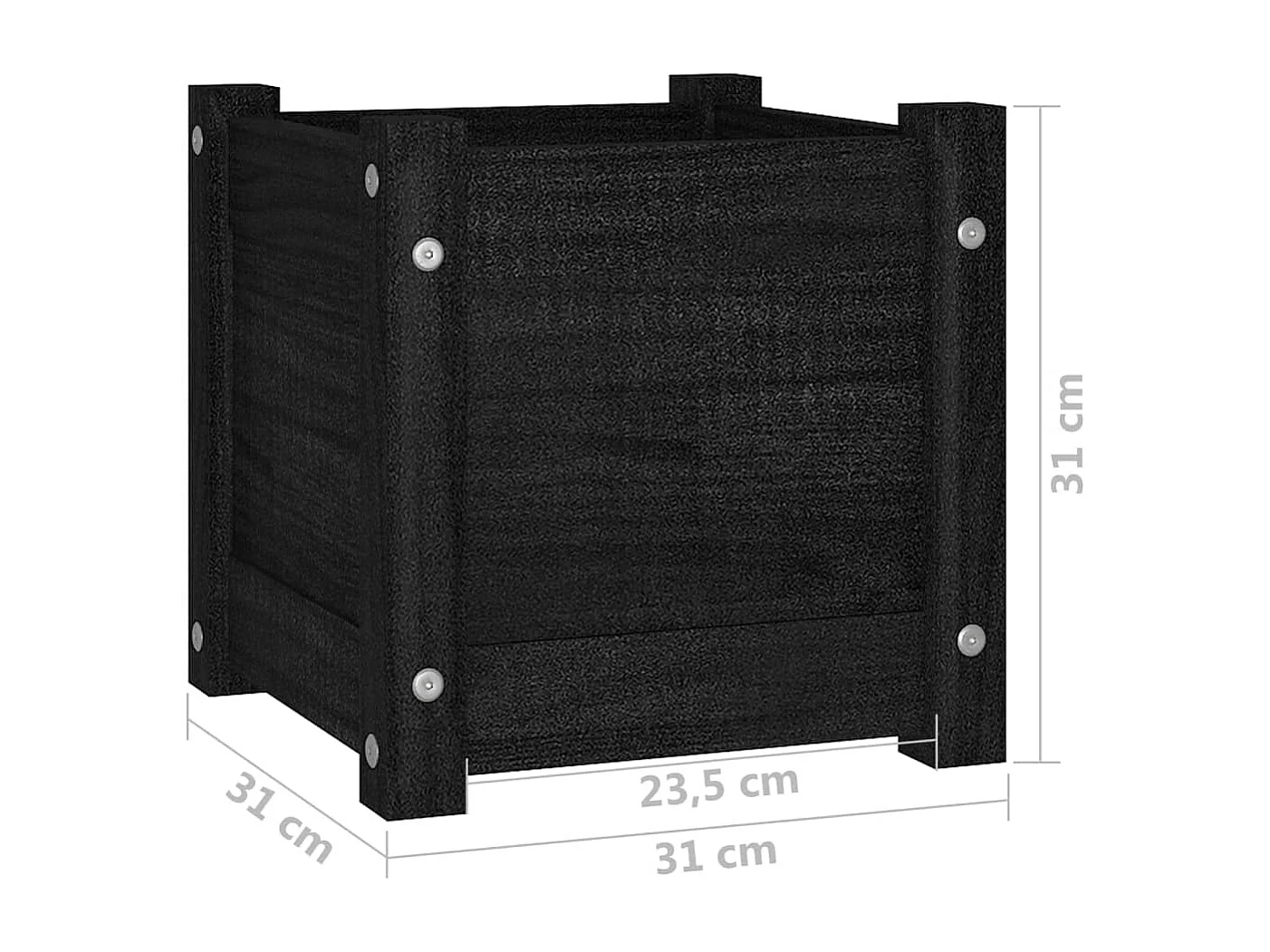Jardinière d'extérieur Noir 31x31x31 cm Bois de pin massif