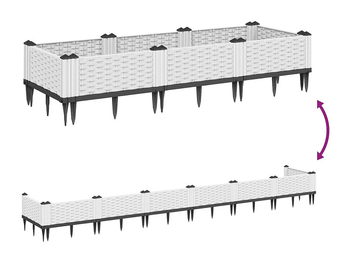 Jardinera con clavijas PP blanco 125x40x28,5 cm