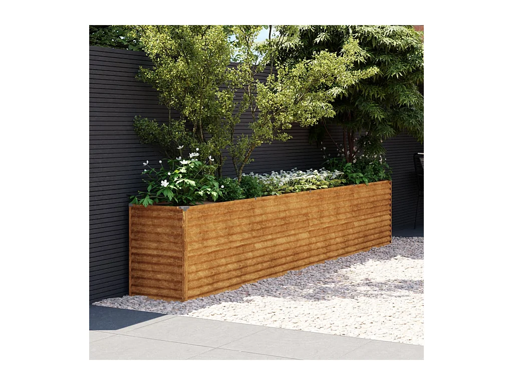 Canteiro elevado de jardim 385x50x69 cm aço corten