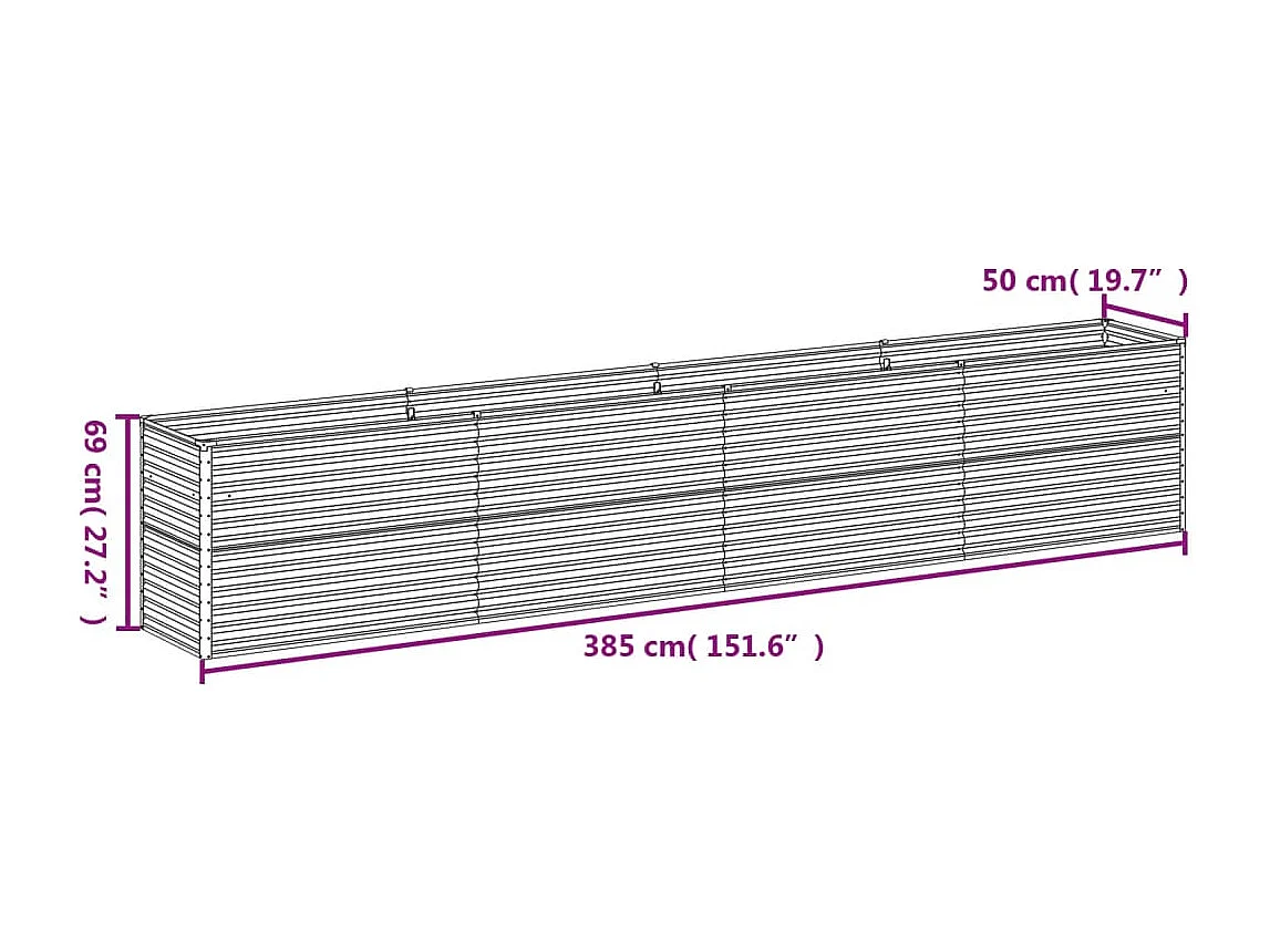 Canteiro elevado de jardim 385x50x69 cm aço corten