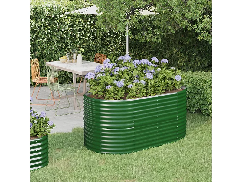 Lit surélevé de jardin Acier enduit de poudre 152x80x68 cm Vert