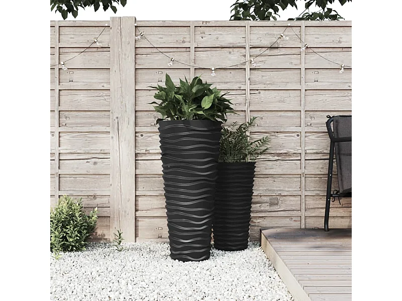 Jardinière et intérieur amovible anthracite aspect rainuré