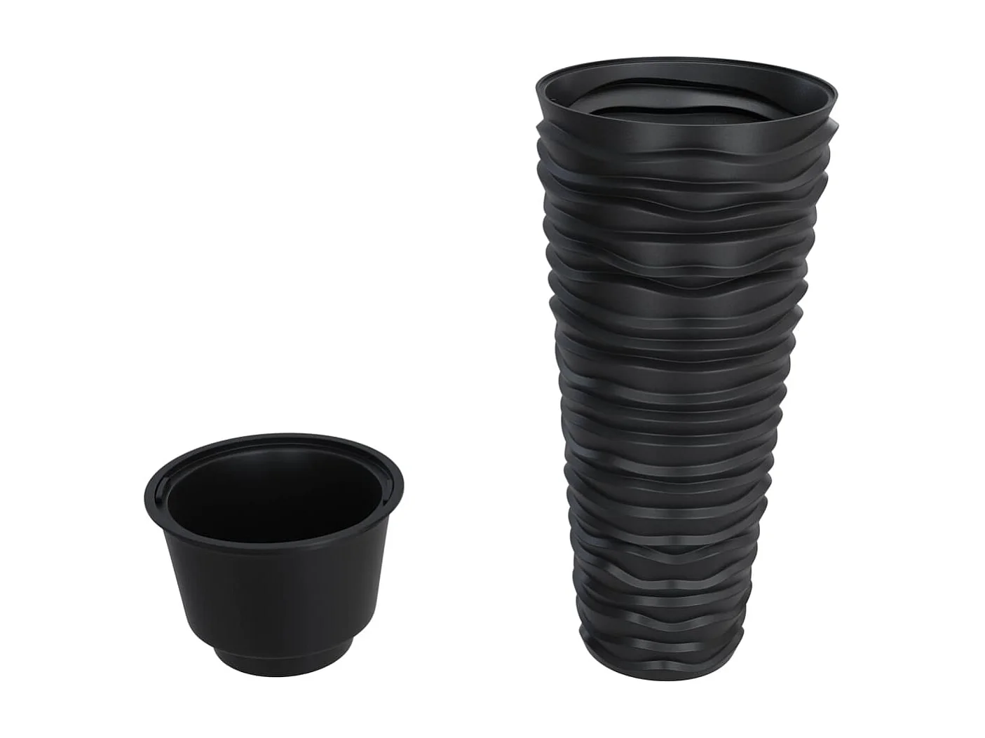 Vaso c/ interior removível 18/45 L + aspeto ranhurado antracite