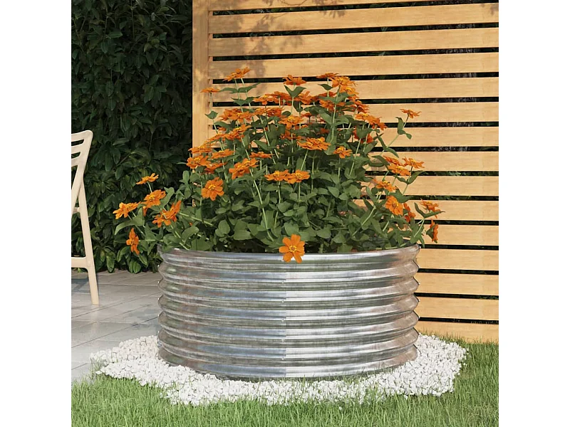 Jardinière de jardin Acier enduit de poudre 80x80x36 cm Argenté
