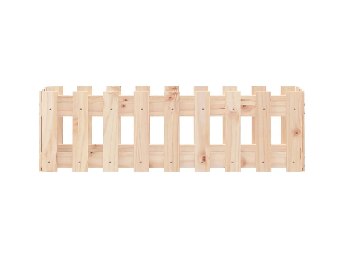 Arriate elevado jardín con valla madera maciza pino 100x30x30cm