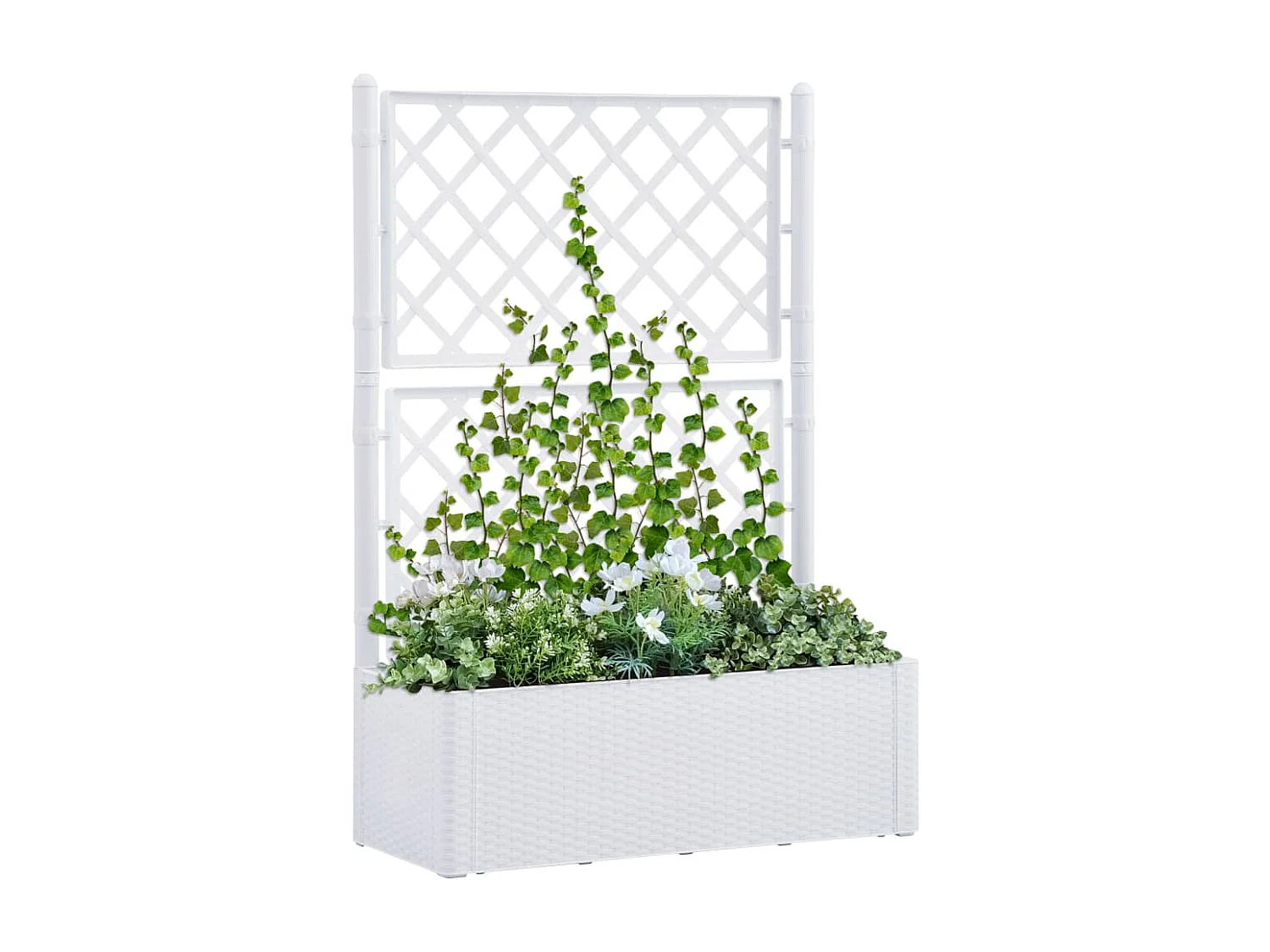 Lit surélevé de jardin et treillis et système d'arrosage Blanc