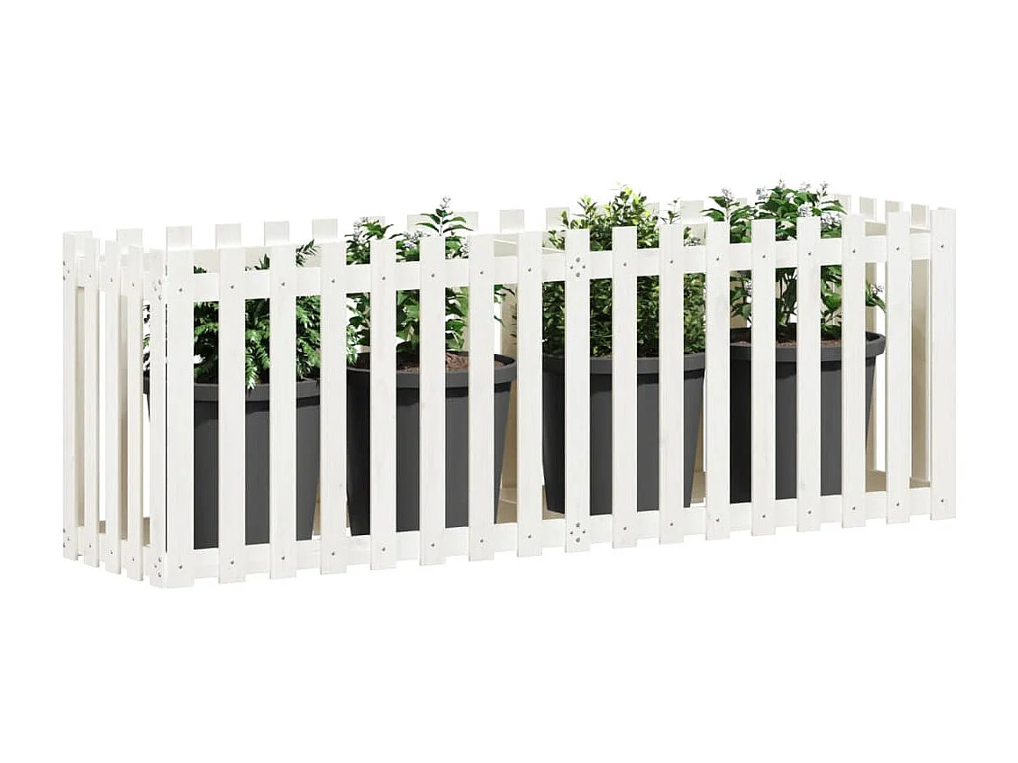Arriate elevado jardín con valla madera pino blanco 200x50x70cm