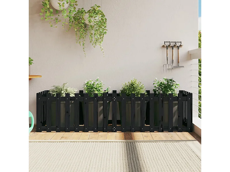 Lit surélevé de jardin design de clôture 200x50x50cm pin massif