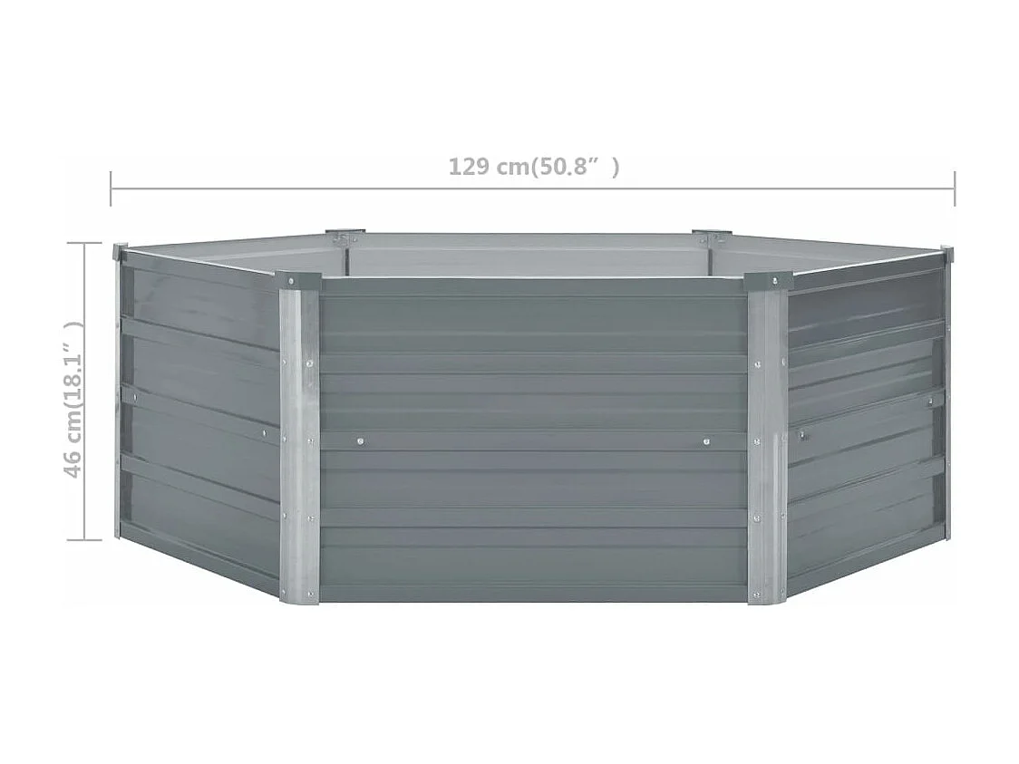 Jardinera elevada 129x129x46 cm acero galvanizado gris