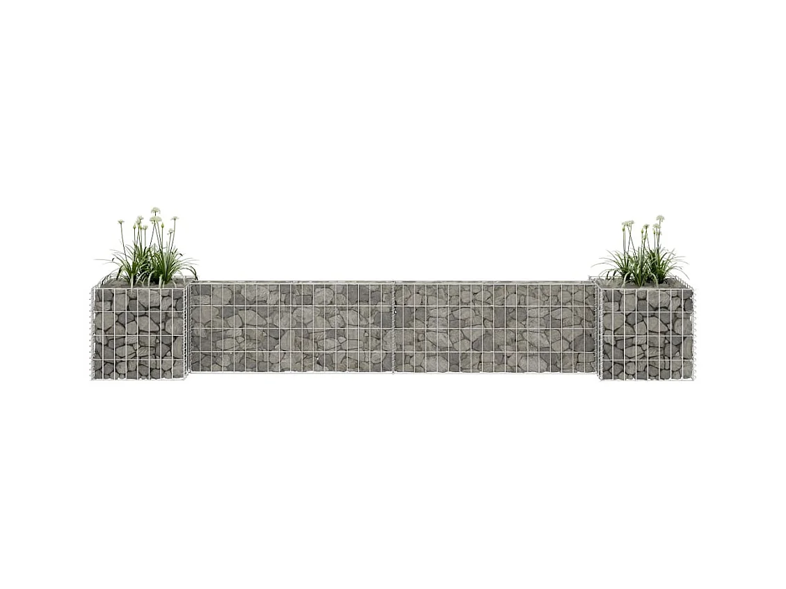 Jardinière à gabion en H Fil d'acier 260x40x40 cm