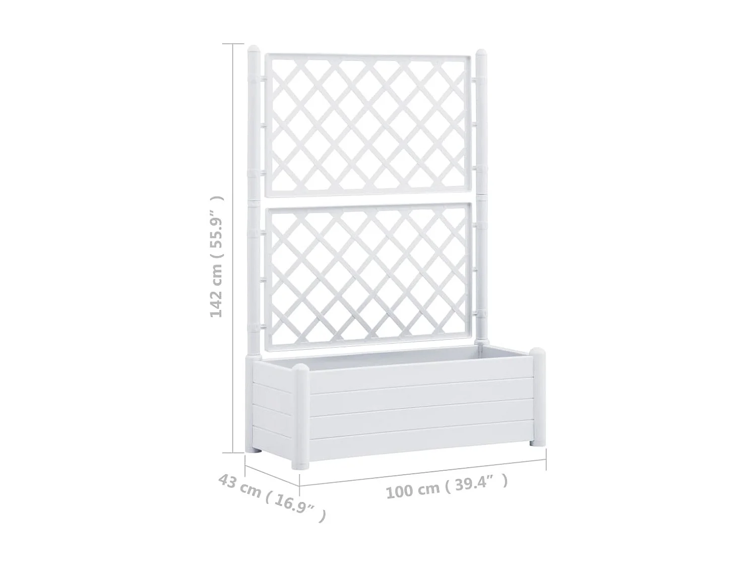 Jardinière avec treillis 100x43x142 cm PP Blanc