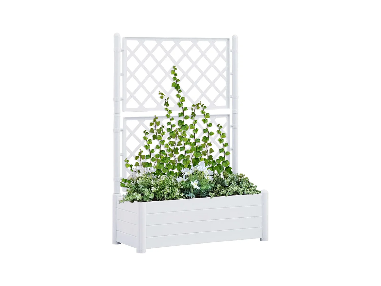 Jardinière avec treillis 100x43x142 cm PP Blanc
