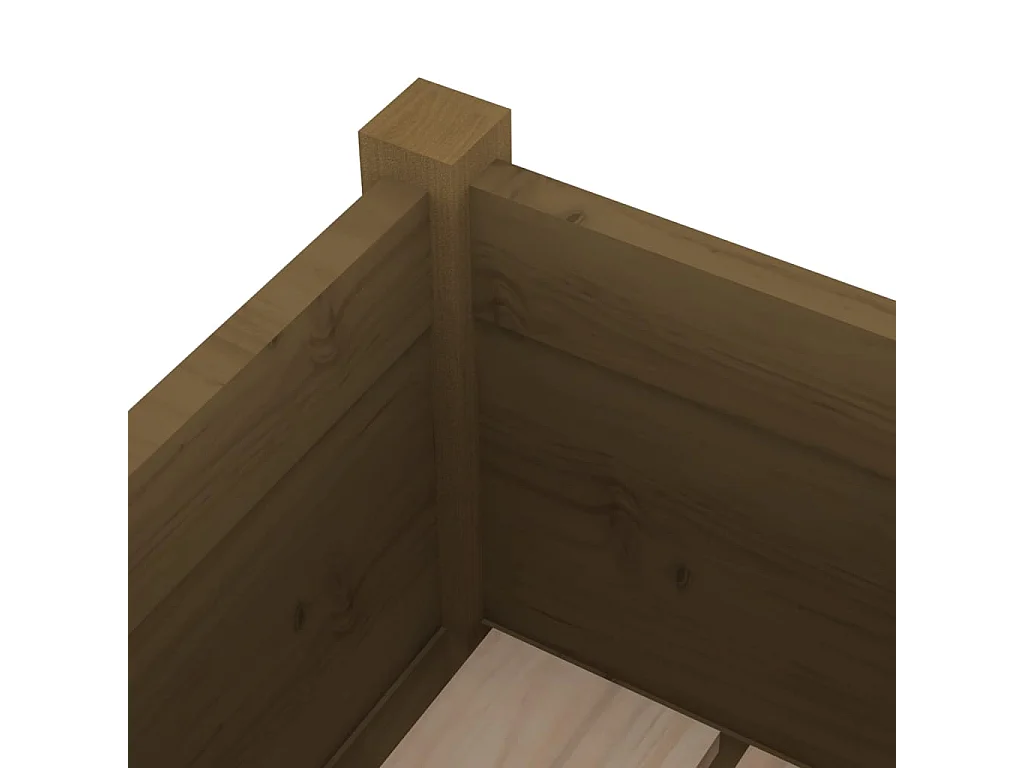 Jardinera de madera maciza de pino marrón miel 31x31x70 cm