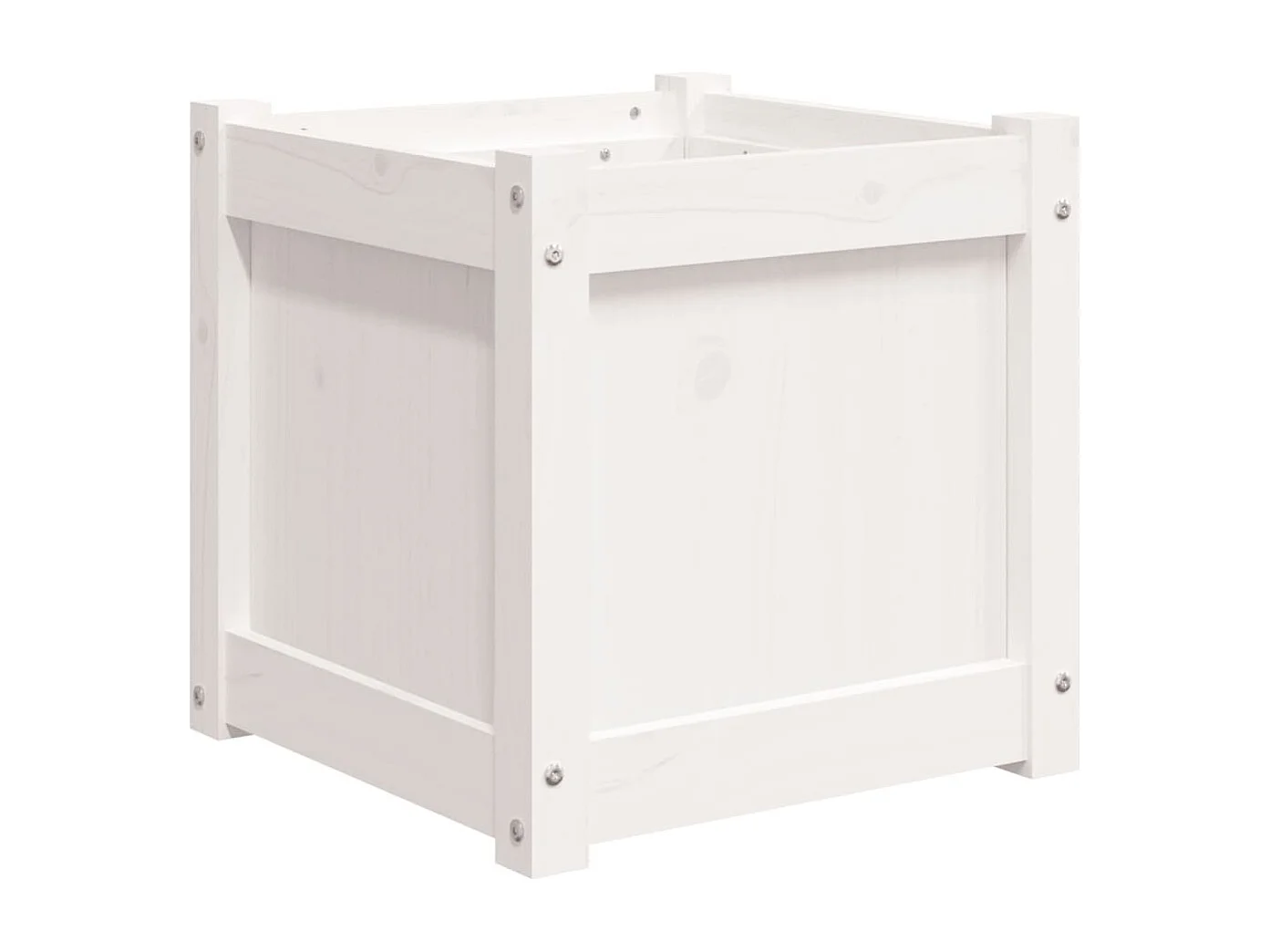 Vaso/floreira de jardim 40x40x40 cm madeira pinho maciça branco