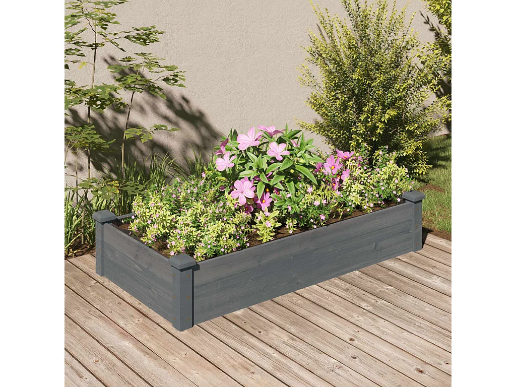 Lit surélevé de jardin doublure 120x60x25 cm bois massif sapin