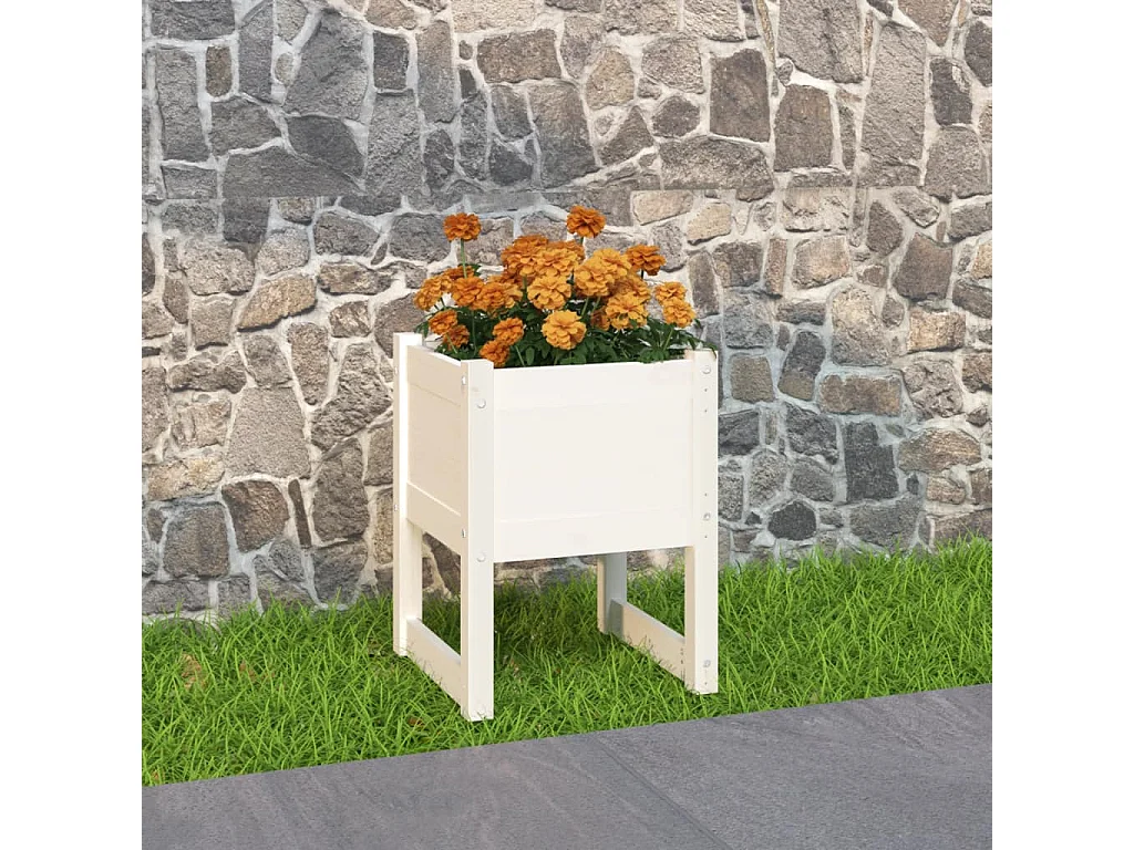 Jardinière Blanc 40x40x52,5 cm Bois massif de pin