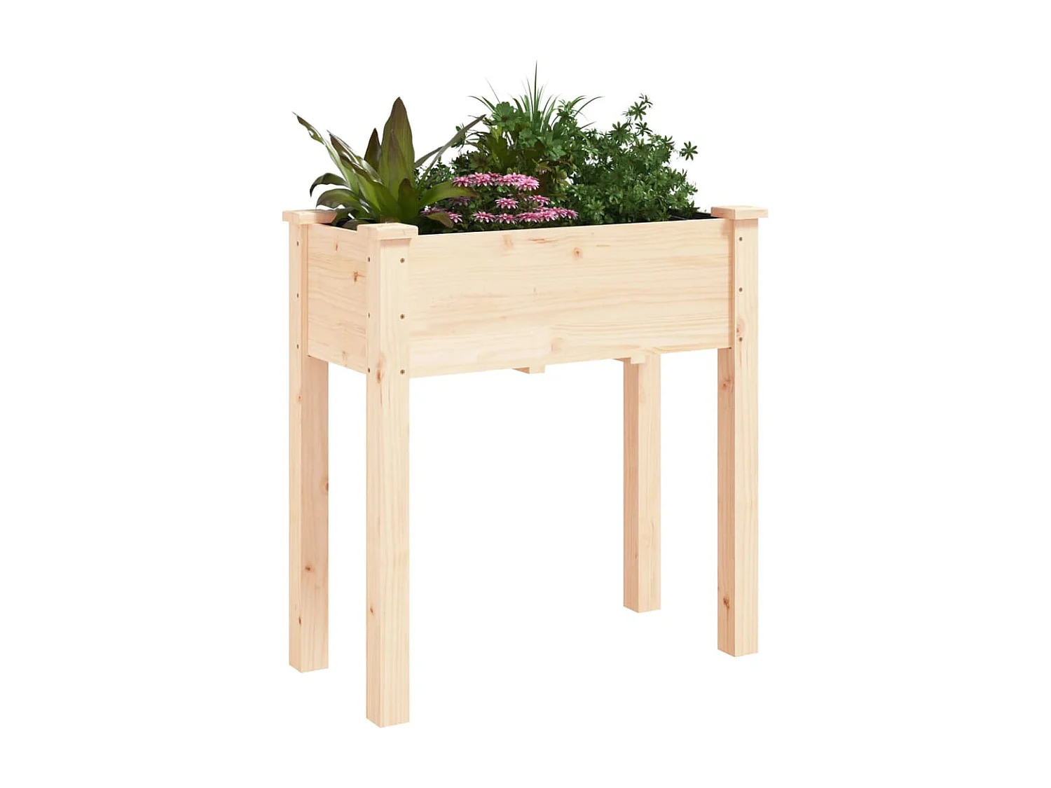 Jardinera con forro interior madera maciza de abeto 71x37x76 cm