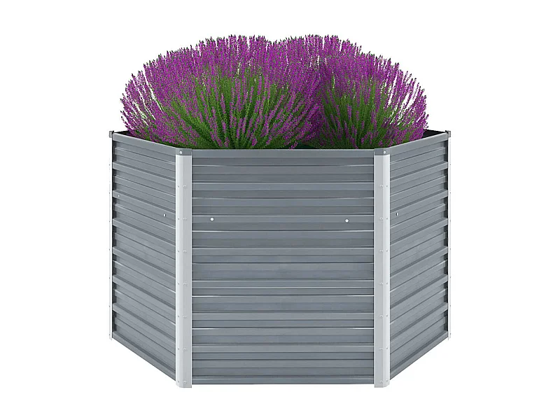 Canteiro elevado jardim aço galvanizado 129x129x77 cm cinzento