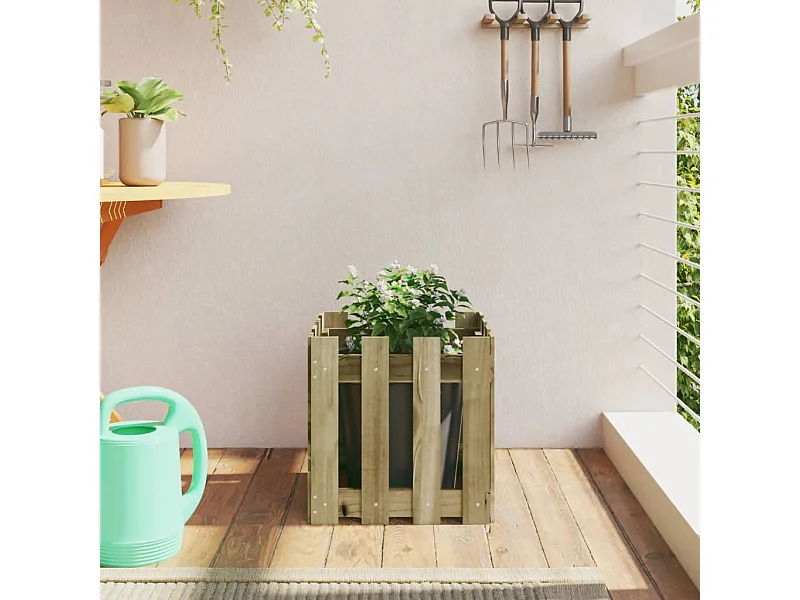 Vaso de jardim c/ design de cerca 40x40x40 cm pinho impregnado