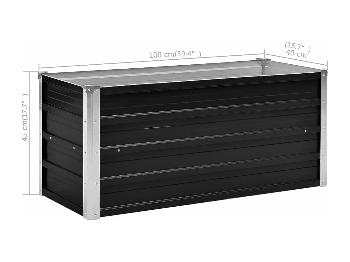 Arriate de acero galvanizado gris antracita 100x40x45 cm