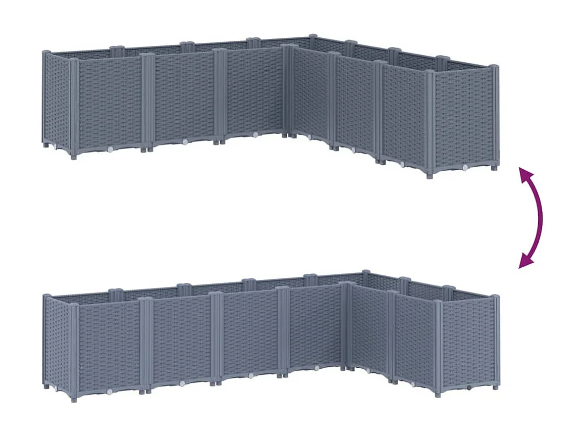 Vaso/floreira 160x160x53 cm PP cinzento