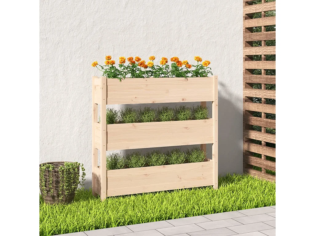 Jardinera de madera maciza de pino 112x25x104,5 cm