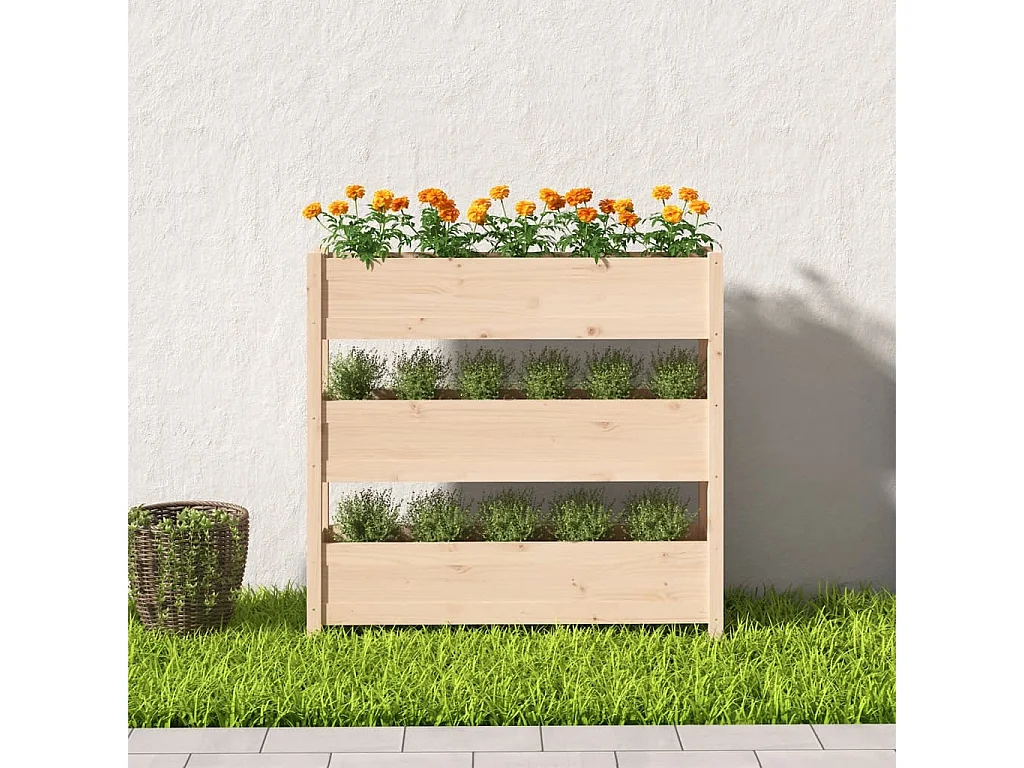 Jardinera de madera maciza de pino 112x25x104,5 cm