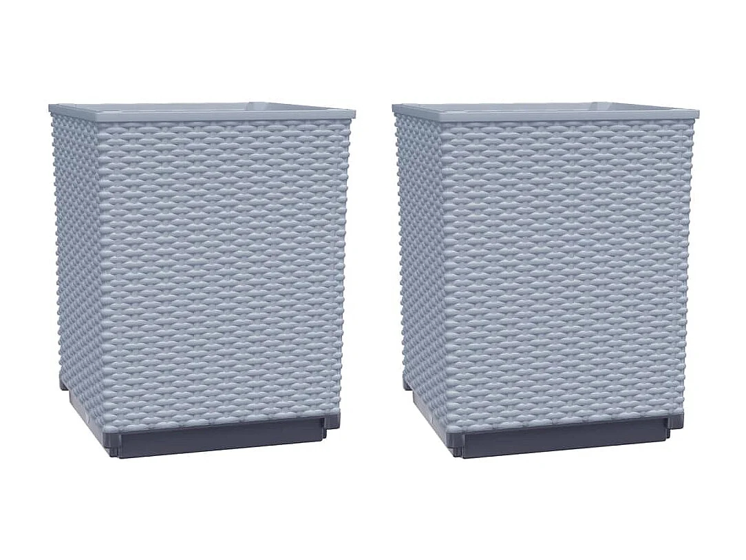 Vasos/floreiras 2 peças 30x30x37 cm polipropileno cinzento-claro