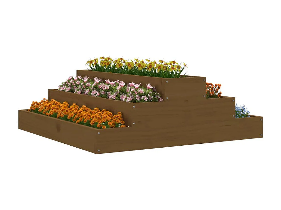 Vaso/floreira 80x80x27 cm pinho maciço castanho-mel