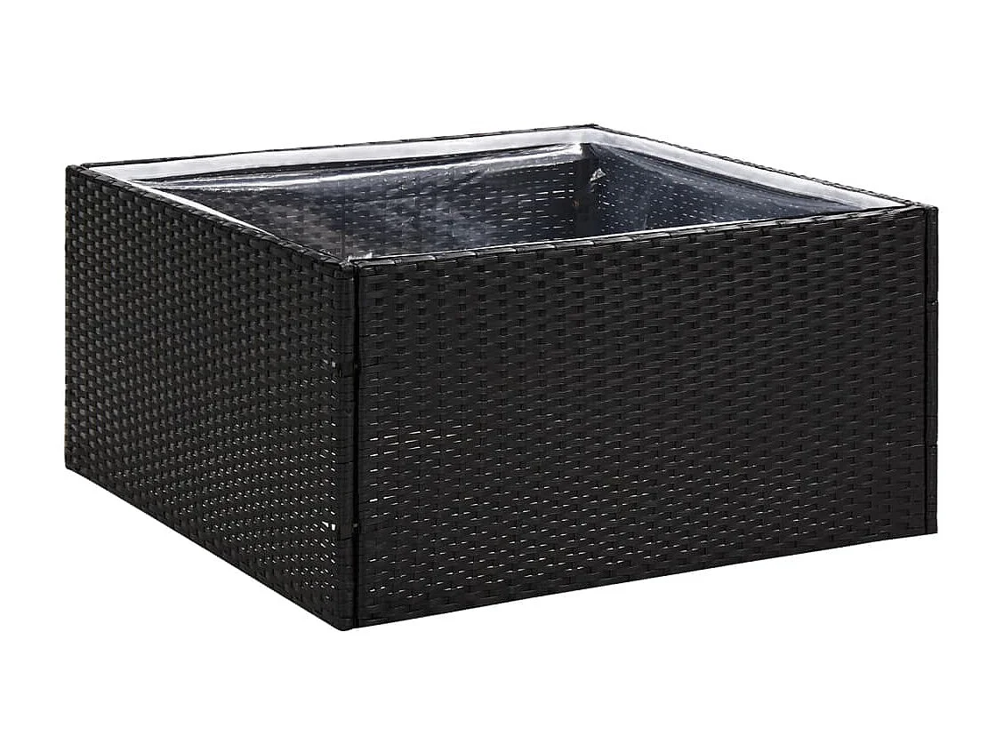 Vaso/floreira de jardim 80x80x40 cm vime PE preto