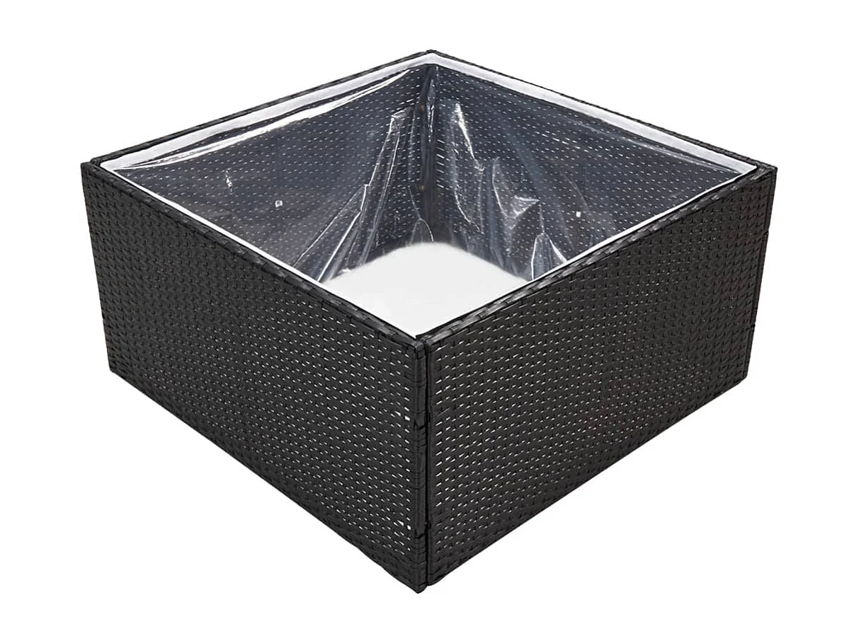 Vaso/floreira de jardim 80x80x40 cm vime PE preto