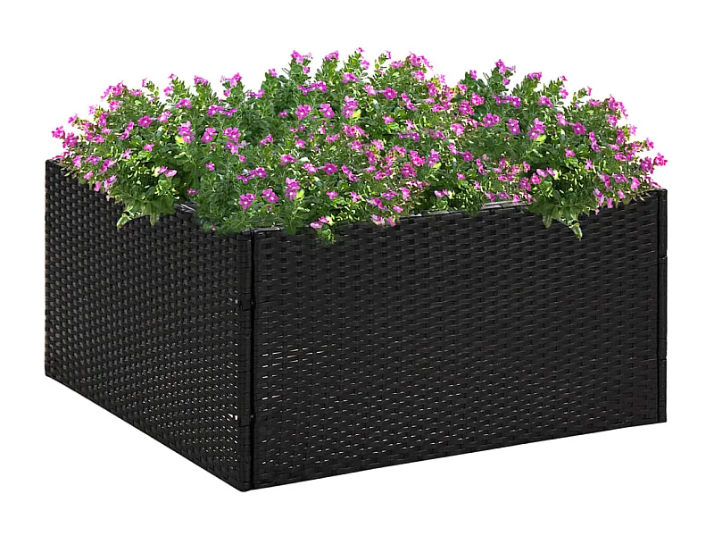 Vaso/floreira de jardim 80x80x40 cm vime PE preto