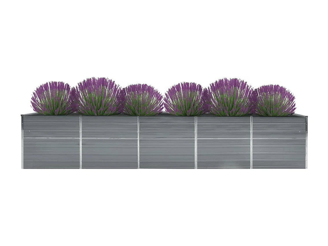 Lit surélevé de jardin Acier galvanisé 400x80x45 cm Gris