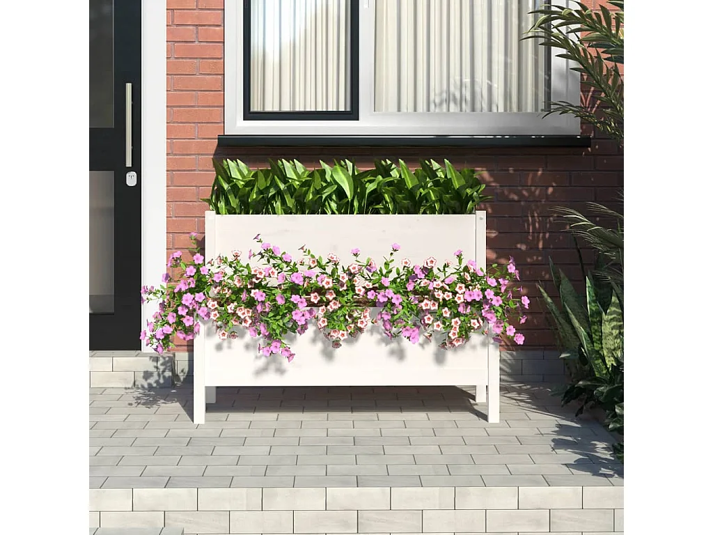 Jardinière Blanc 110x84x75 cm Bois massif de pin