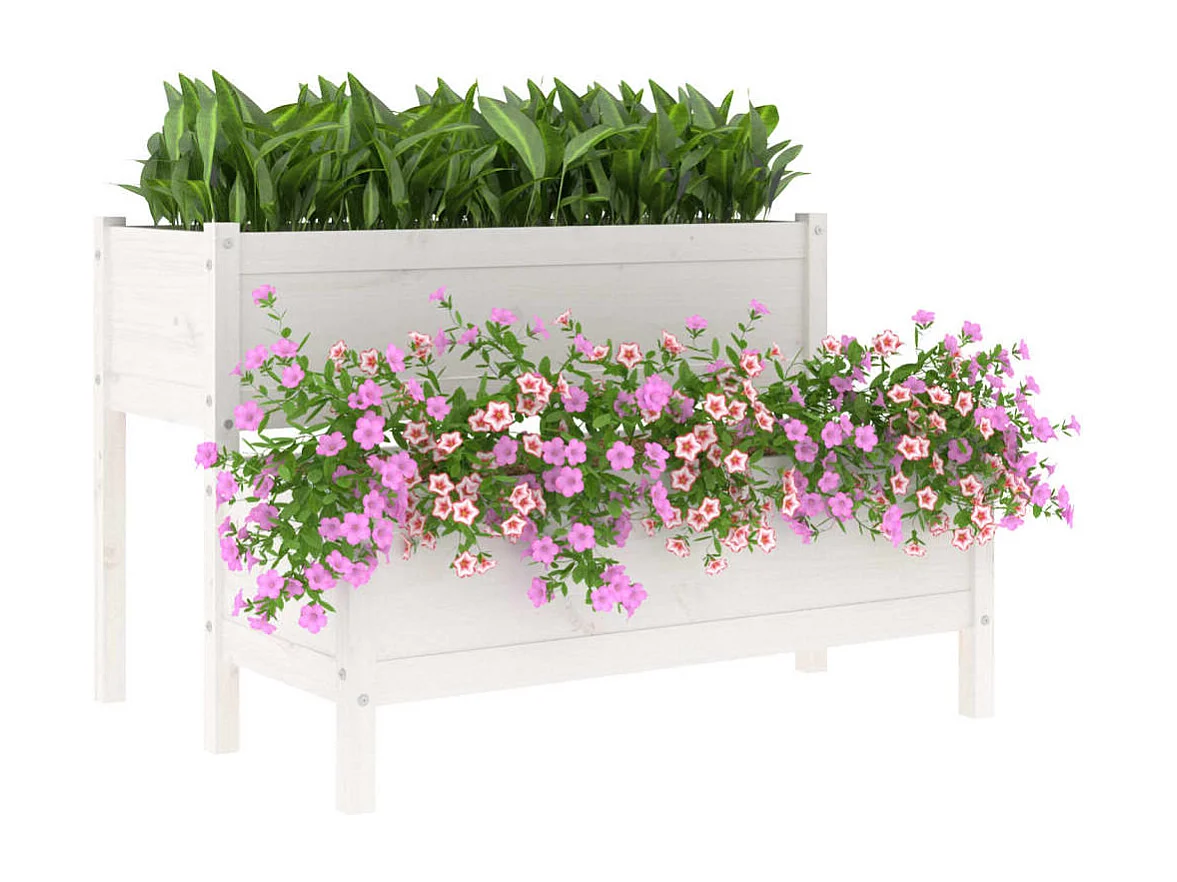 Jardinière Blanc 110x84x75 cm Bois massif de pin