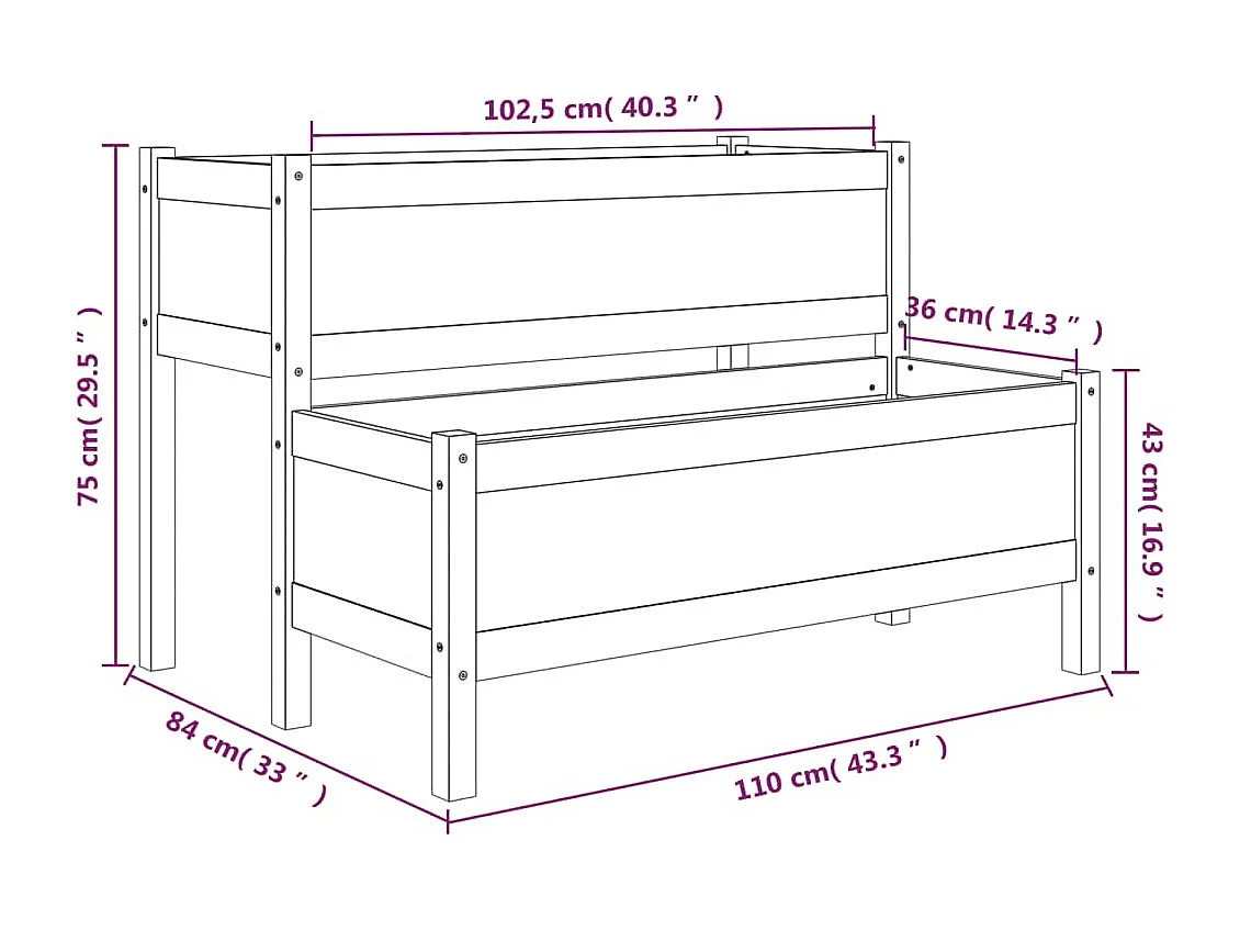 Jardinière Blanc 110x84x75 cm Bois massif de pin