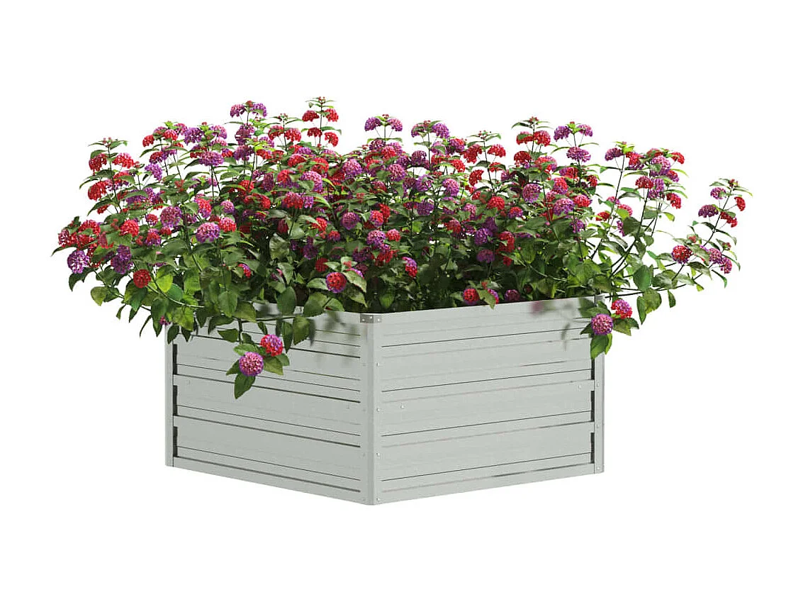 Canteiro elevado de jardim 129x45 cm aço galvanizado prateado